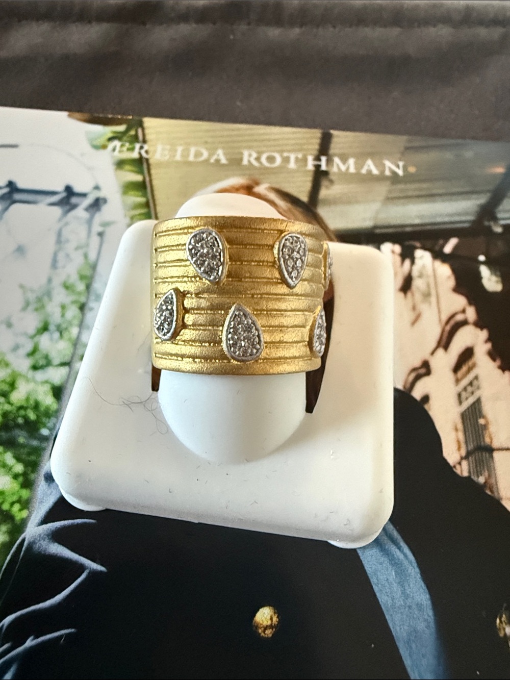 Freida Rothman Sterling Textured Teardrop Ring size 5